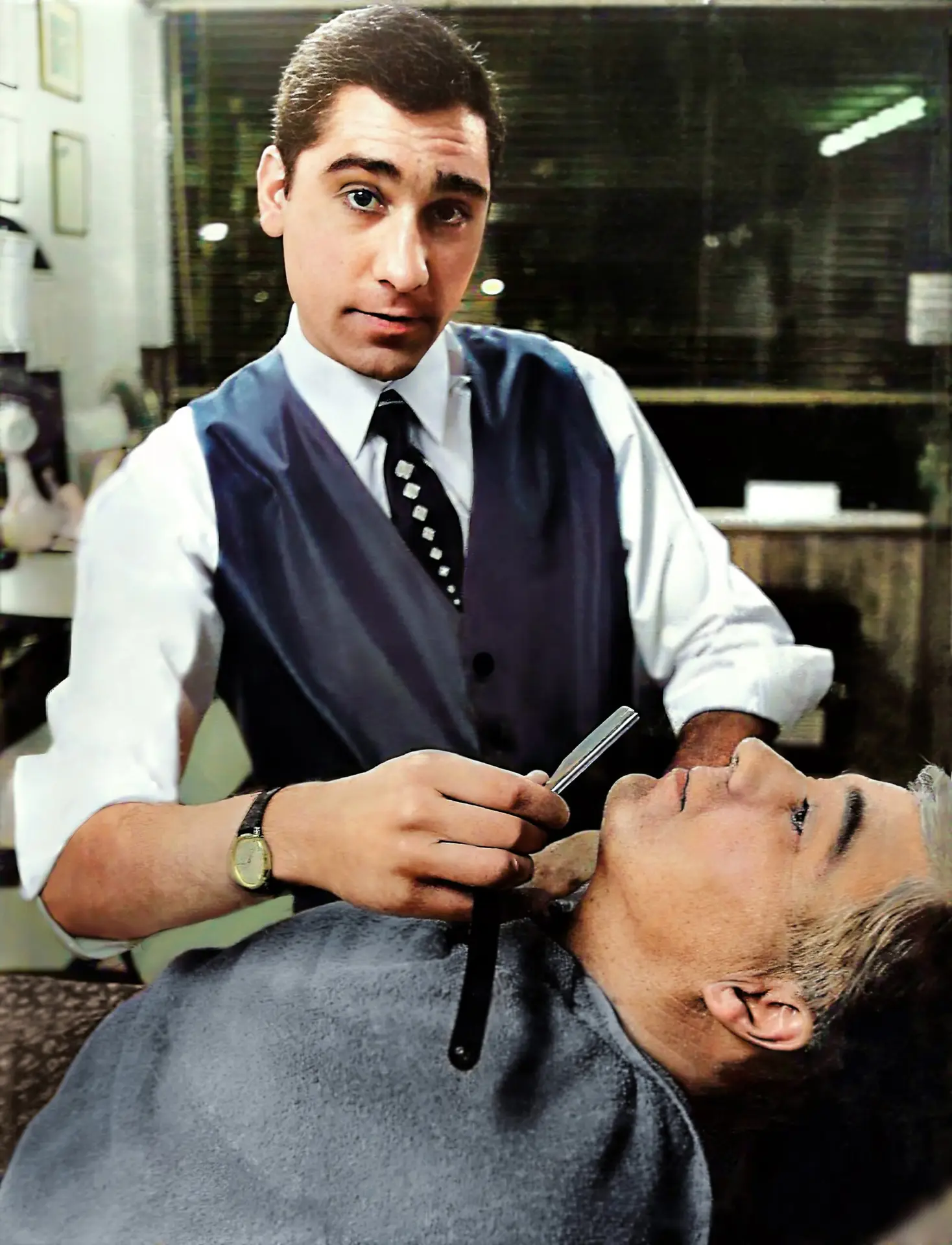 A colourised and restored photograph