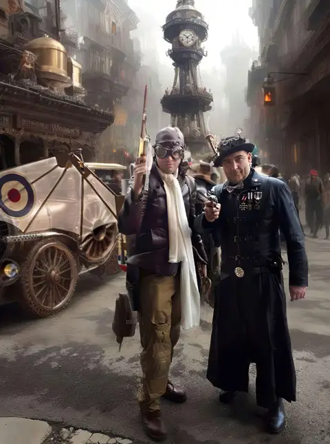 Cosplayer s in steampunk world